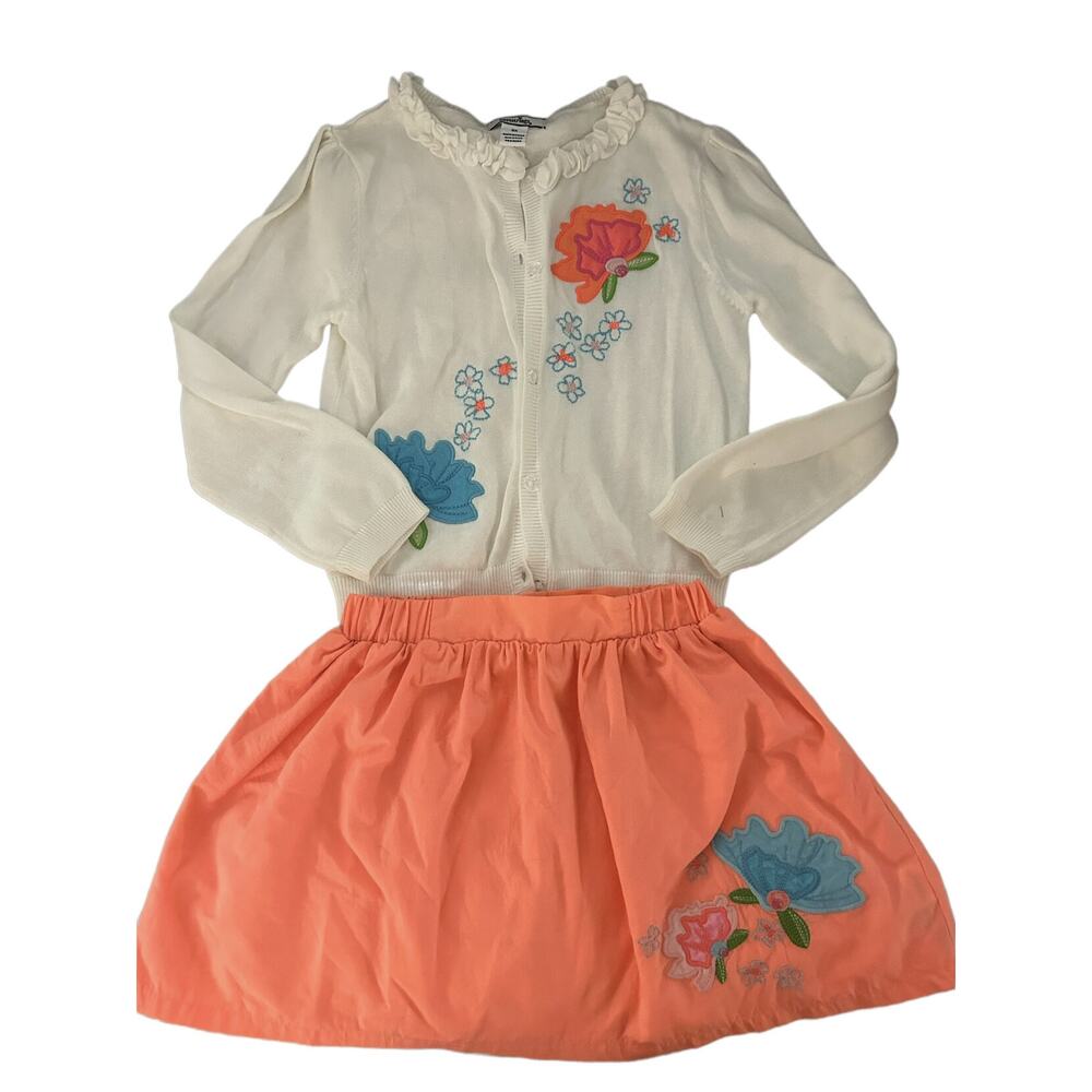 Heartstrings White A Cardigan Fluorescent Skirt With Flowers size 6